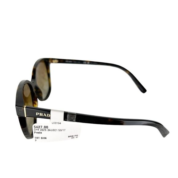 Prada NEW Square Tortoise Sunglasses PR 22ZS Polarized Brown Gradient Gold Logo - Picture 5 of 10